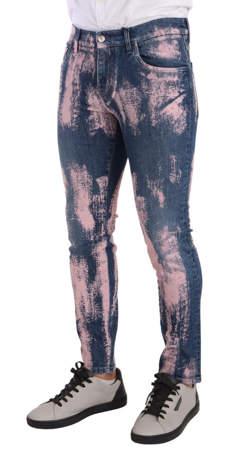 Dolce & Gabbana Blå Rosa Tie Dye Bomull Skinny Denim Jeans