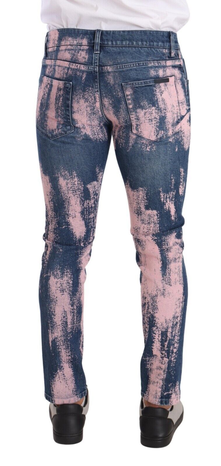 Dolce & Gabbana Blå Rosa Tie Dye Bomull Skinny Denim Jeans