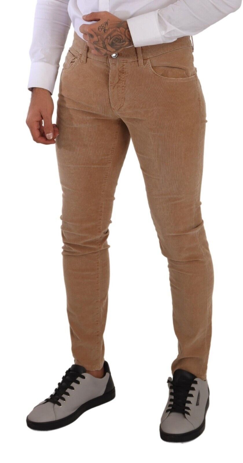 Dolce & Gabbana Brune Kordfløyelsbomull Skinny Slim Fit Jeans
