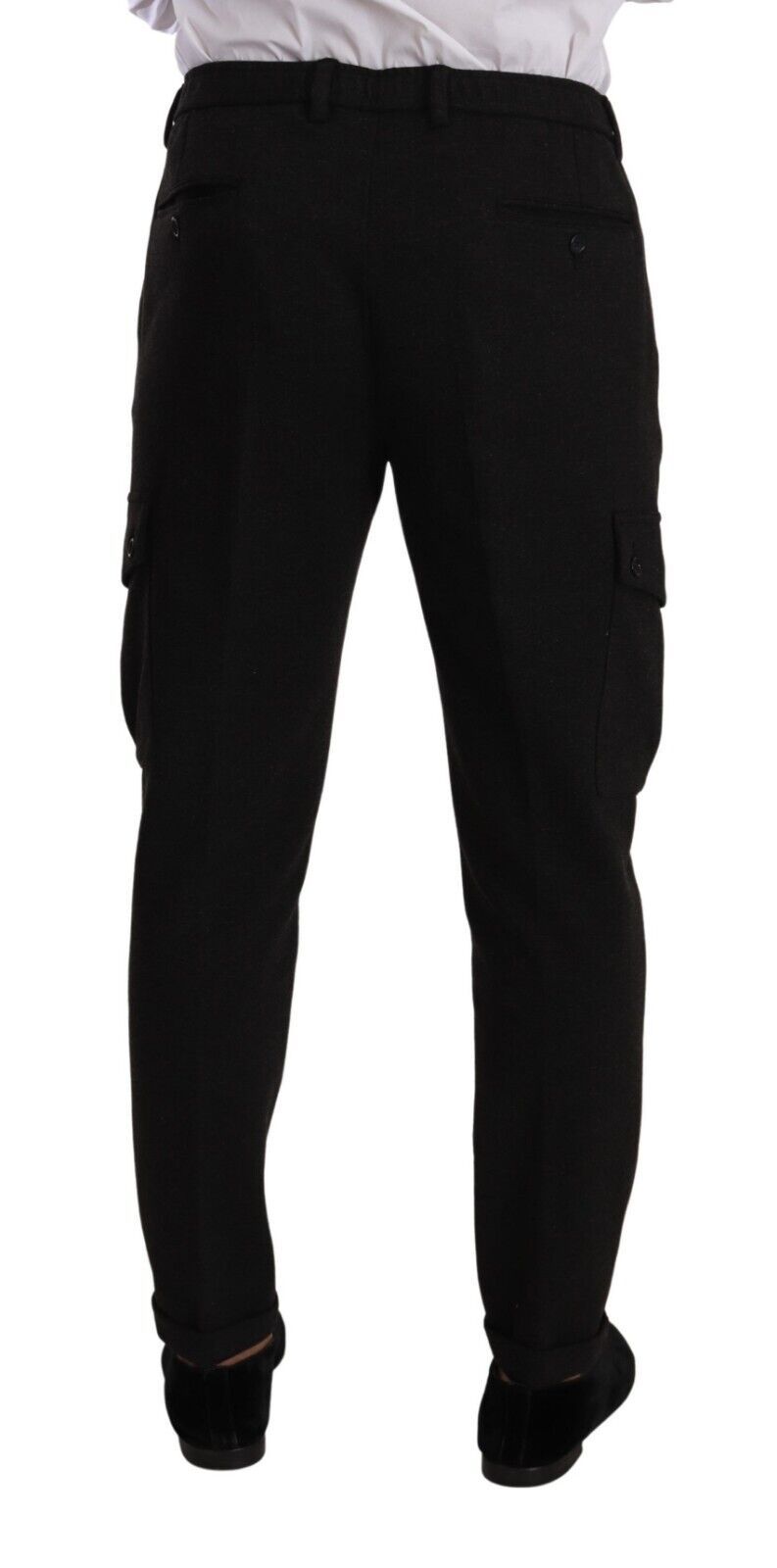 Dolce & Gabbana Svarta Viskos Cargo Skinny Herrbyxor