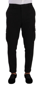 Dolce & Gabbana Black Viscose Cargo Skinny Men Trouser Pants