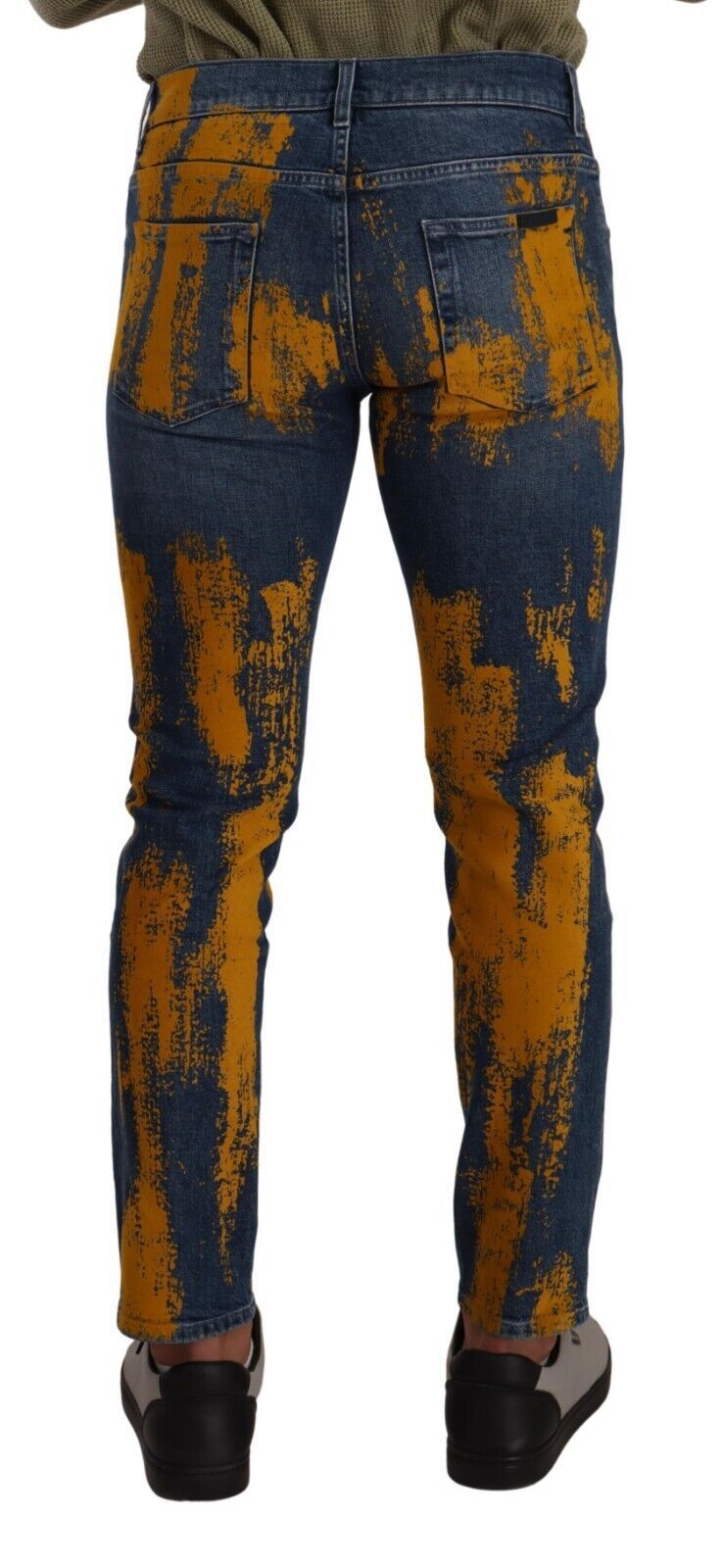 Dolce & Gabbana Blå Gula Skinny Bomull Herrjeans