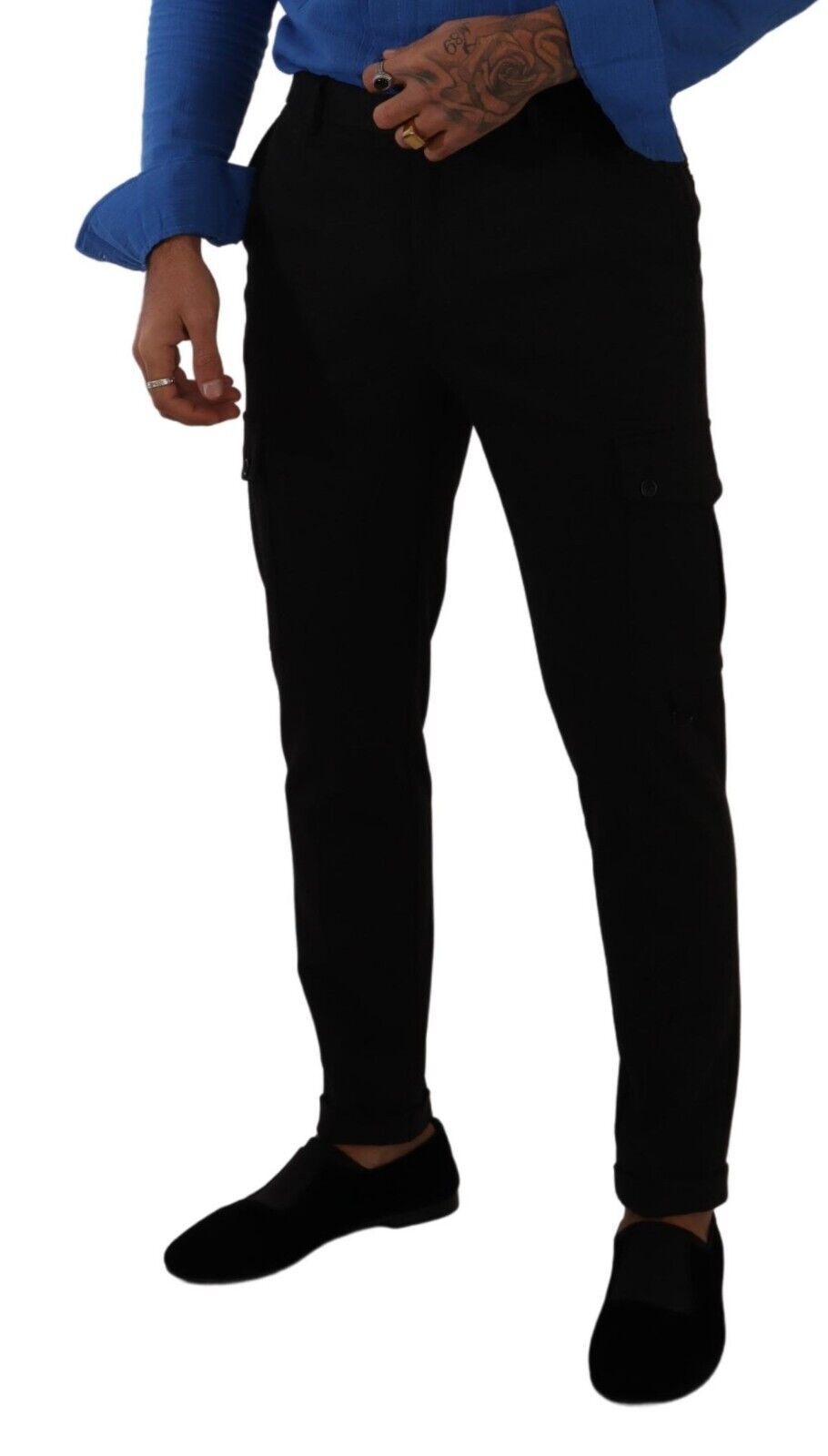 Dolce & Gabbana Svarta Viskos Skinny Cargobyxor