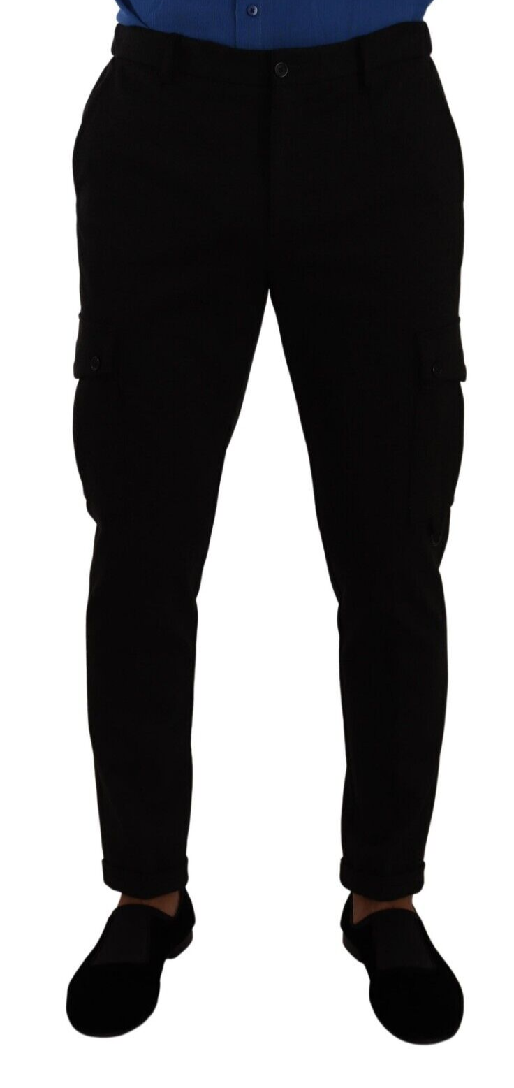 Dolce & Gabbana Svarta Viskos Skinny Cargobyxor