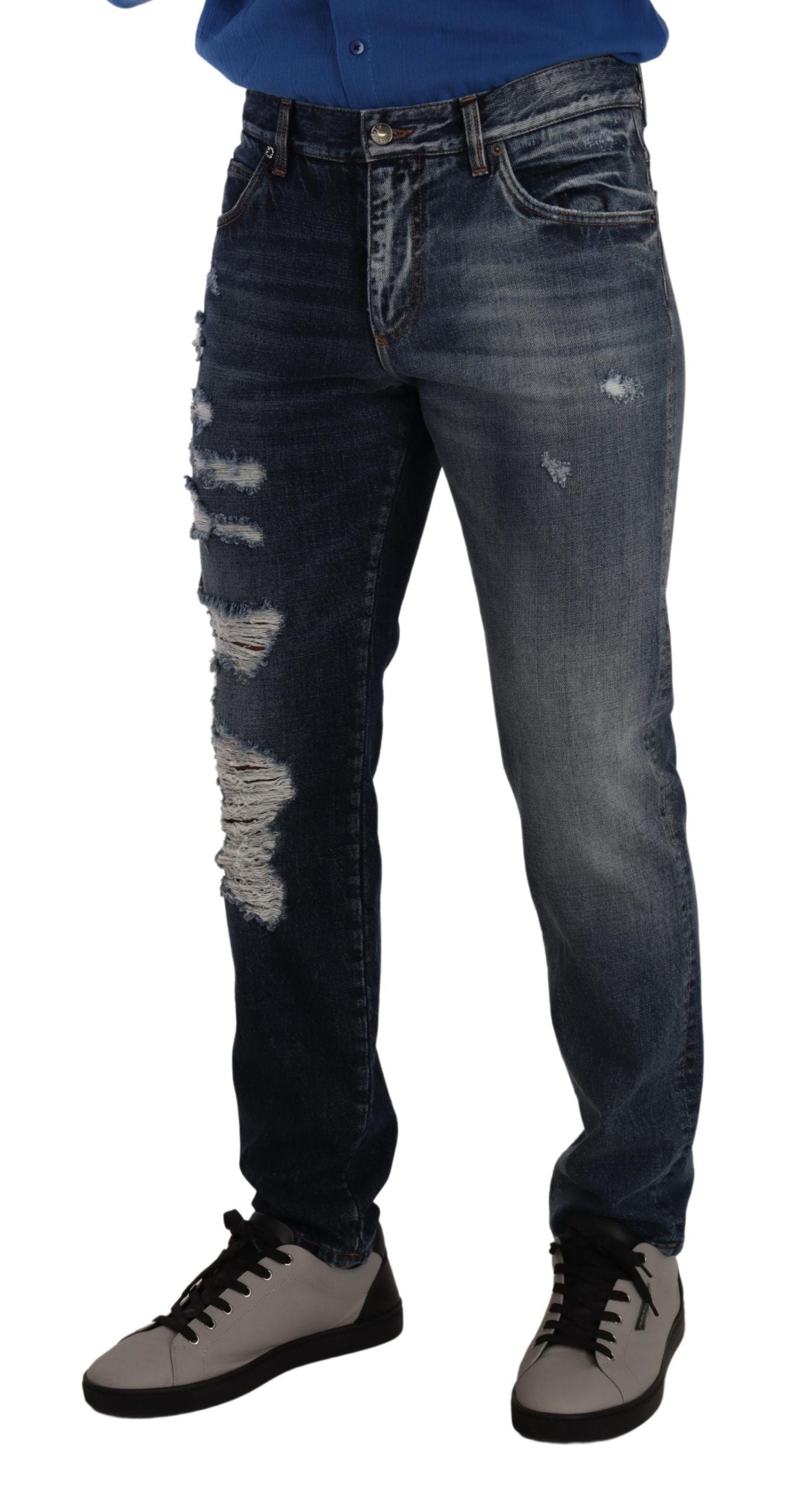 Dolce & Gabbana Blå Bomull Vanlige Denimbukser Jeans