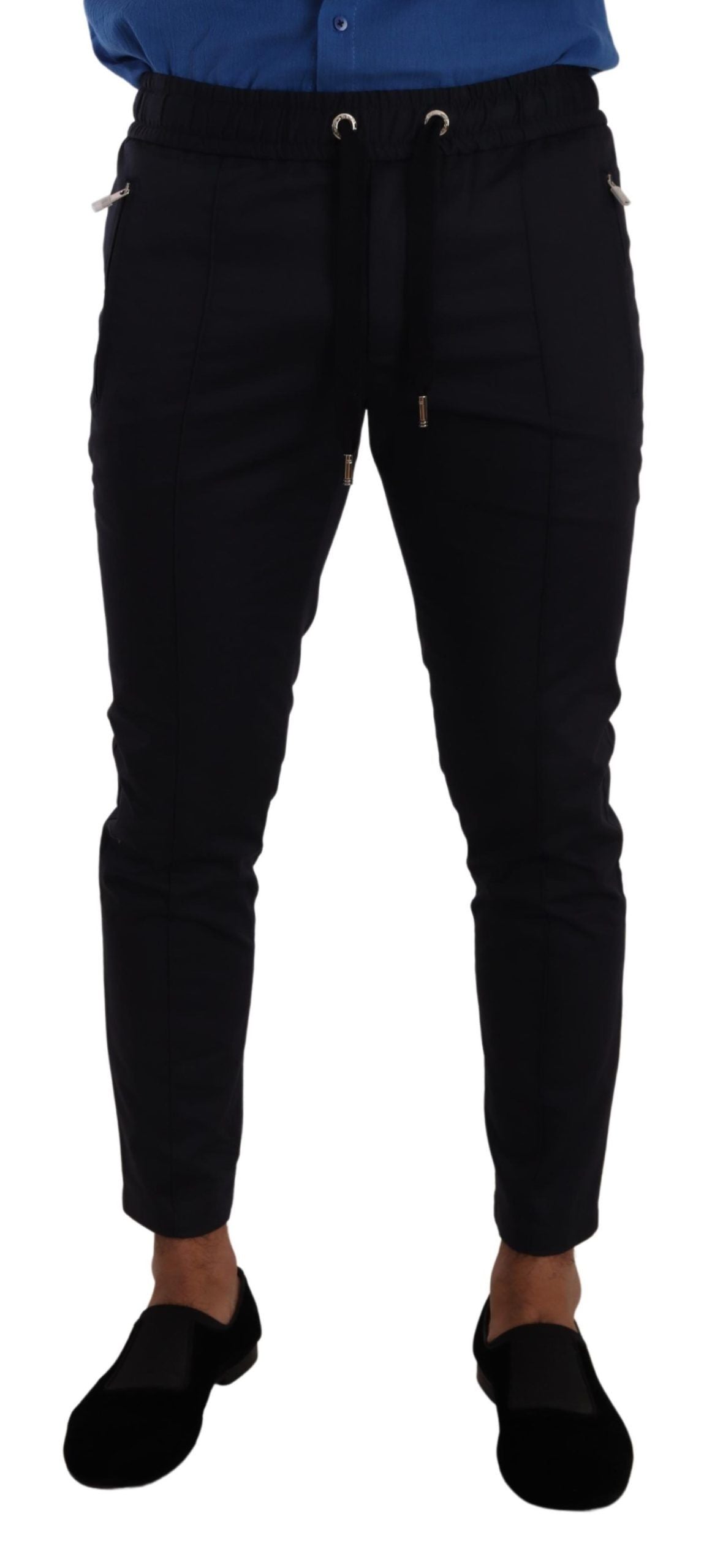 Dolce & Gabbana Blå Bomulls Stretch Joggebukse