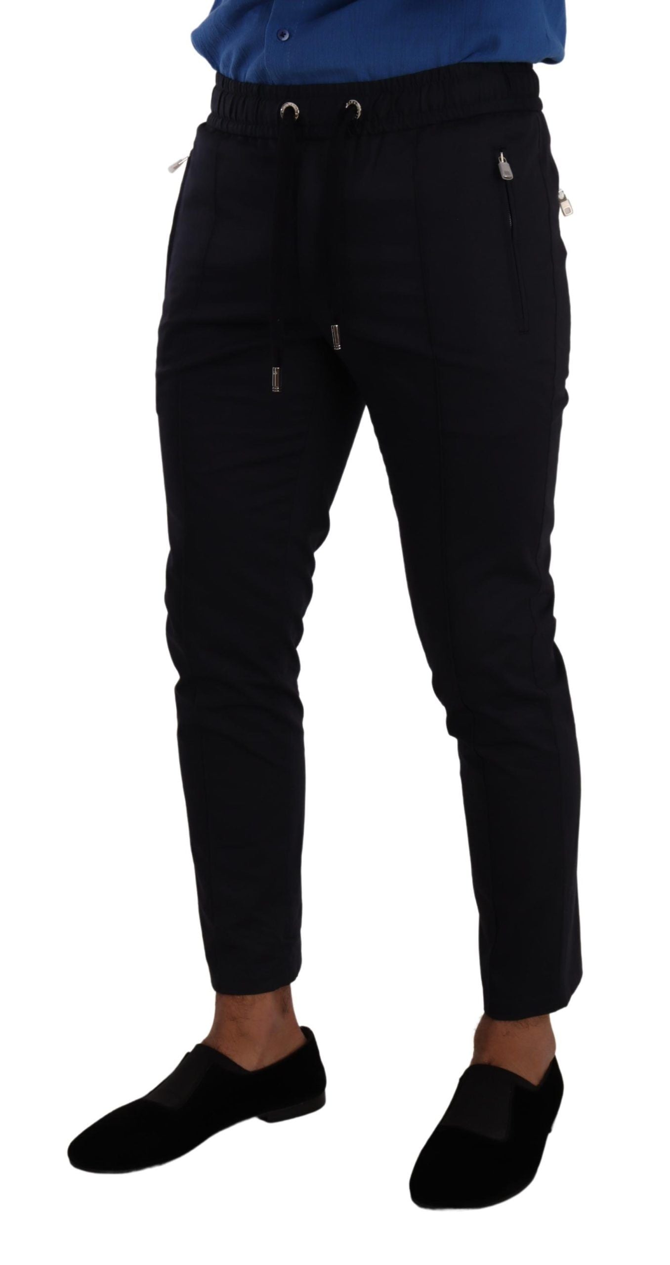Dolce & Gabbana Blå Bomulls Stretch Joggebukse