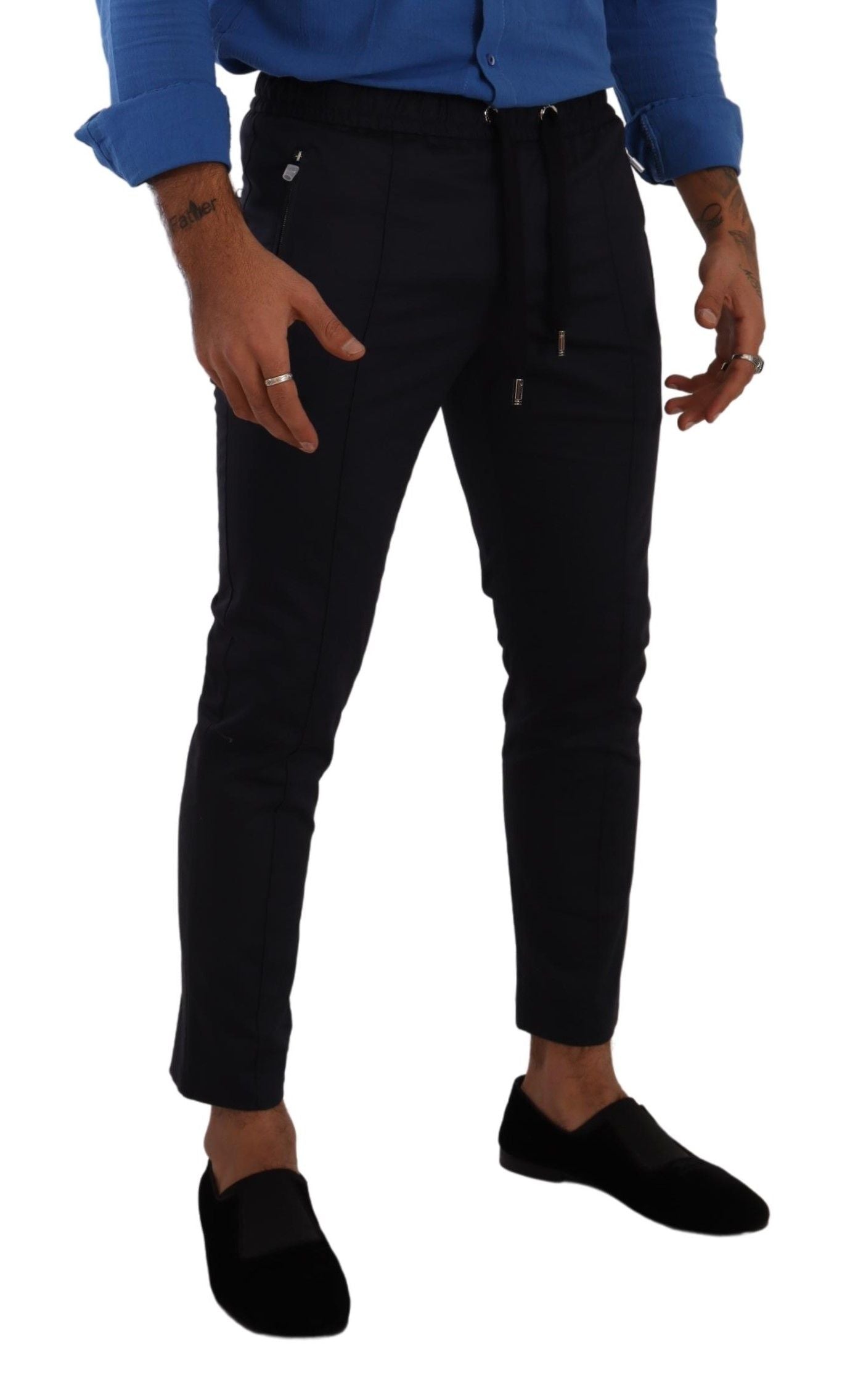 Dolce & Gabbana Blå Bomulls Stretch Joggebukse
