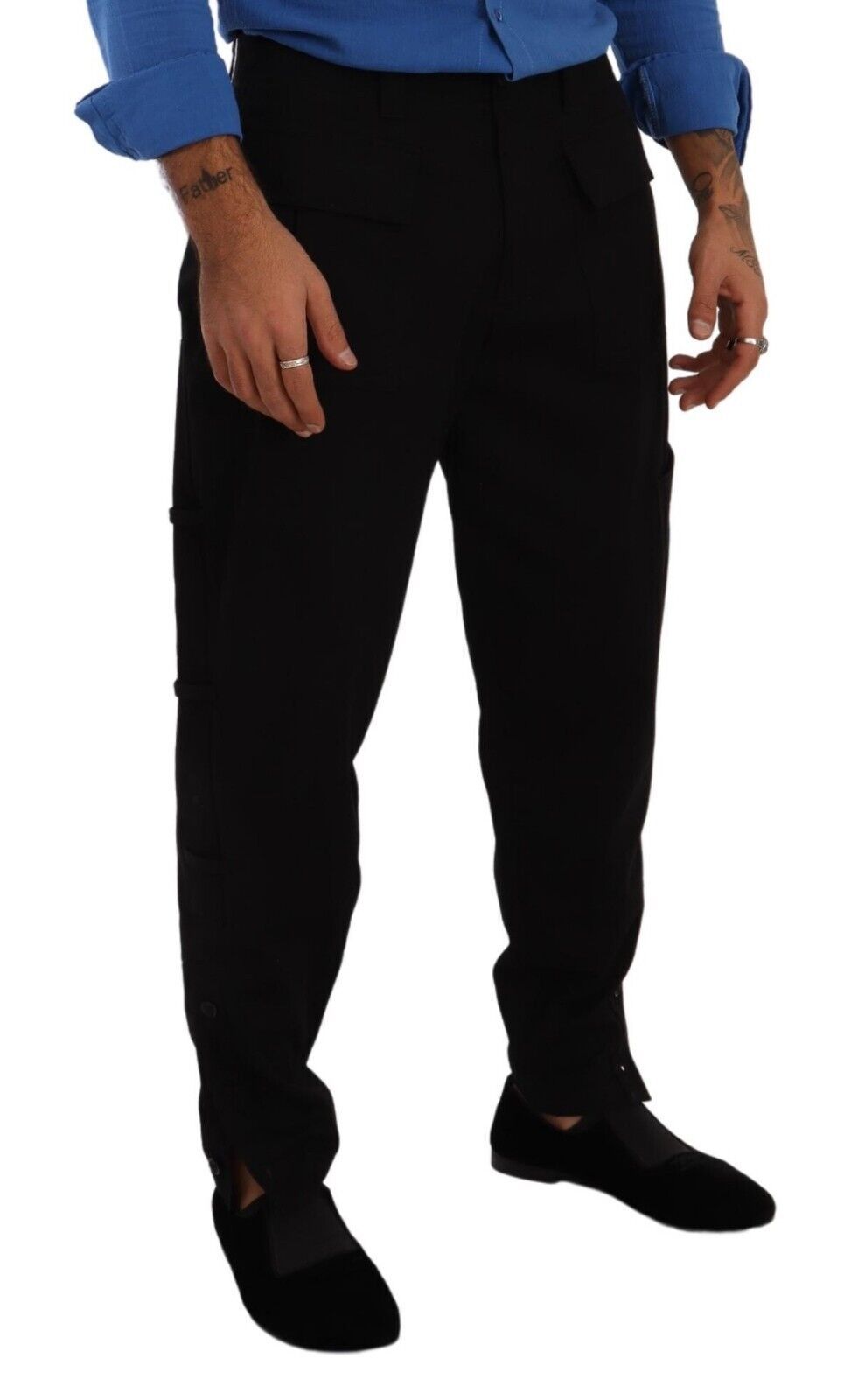 Dolce & Gabbana svarte bomullsstretch-cargobukser med avsmalnende snitt