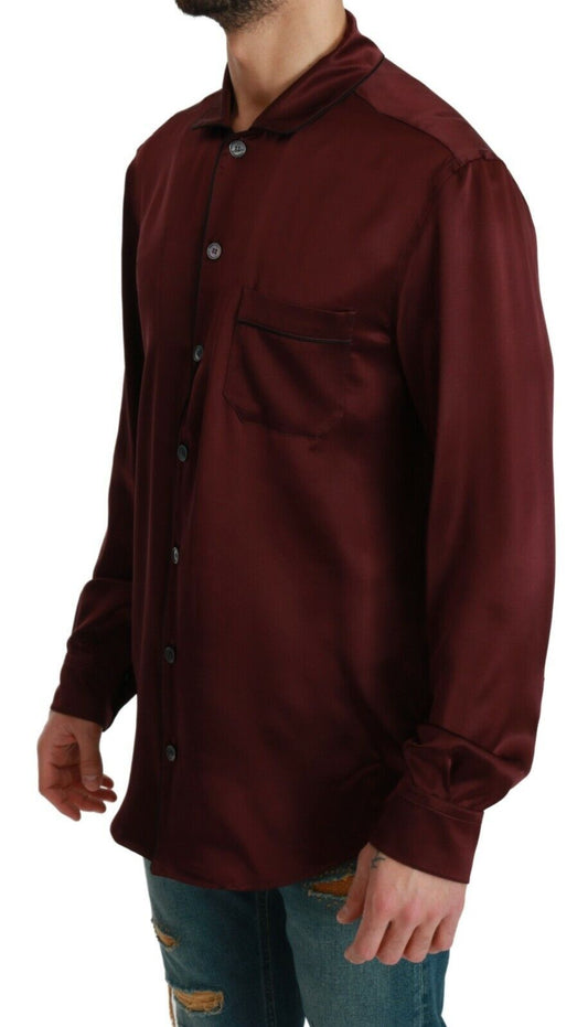 Dolce & Gabbana Bordeaux sidenpyjamas casualskjorta