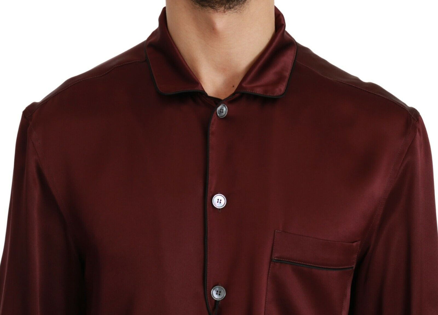Dolce & Gabbana Bordeaux sidenpyjamas casualskjorta