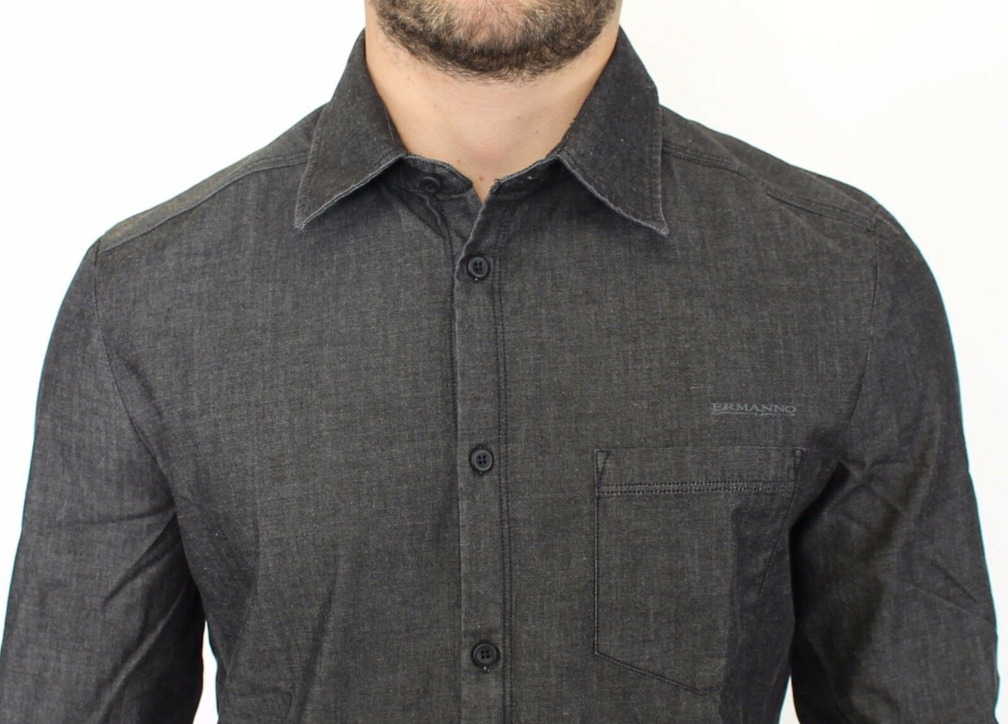 Ermanno Scervino Denim Jeans Bomull Casual Grå Stretchskjorta