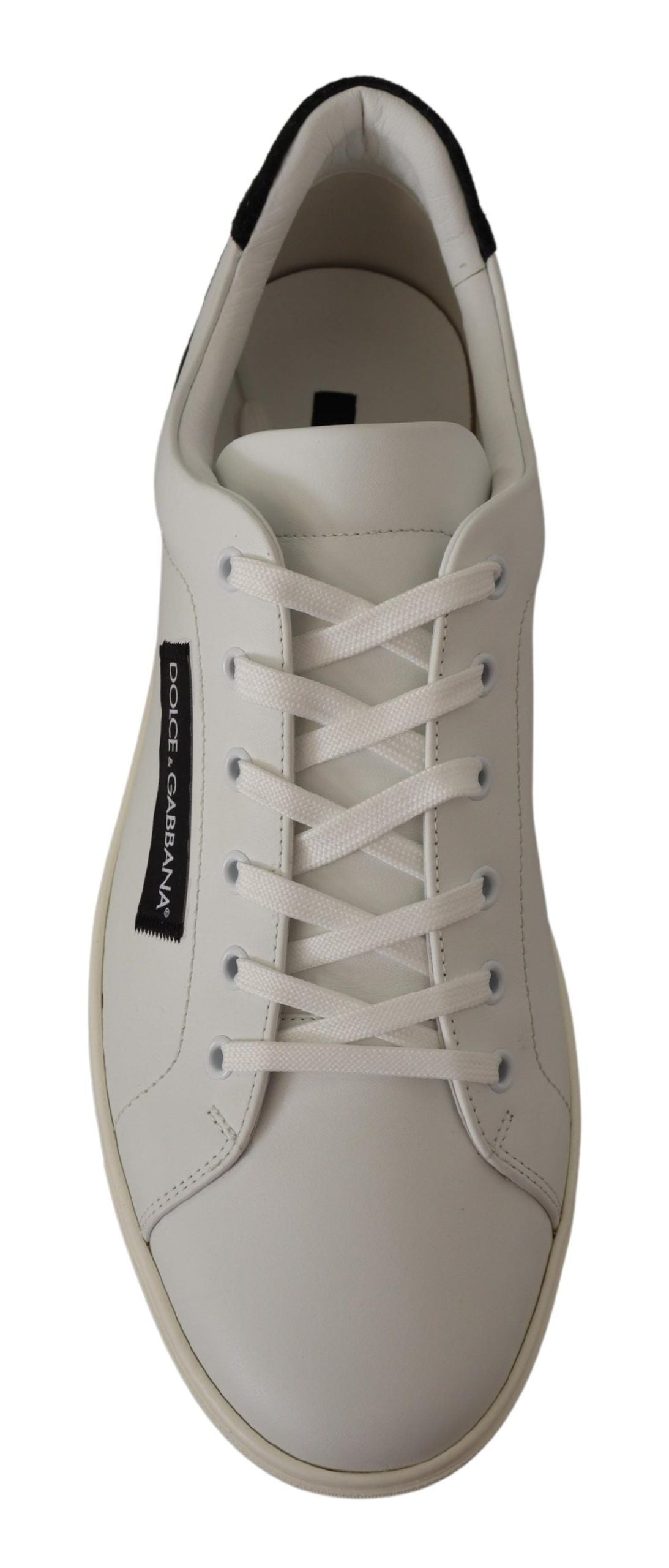 Dolce & Gabbana Vita Svarta Läder Låga Sneakers