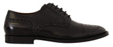 Dolce & Gabbana Svarte Skinn Wingtip Herre Formelle Derbysko