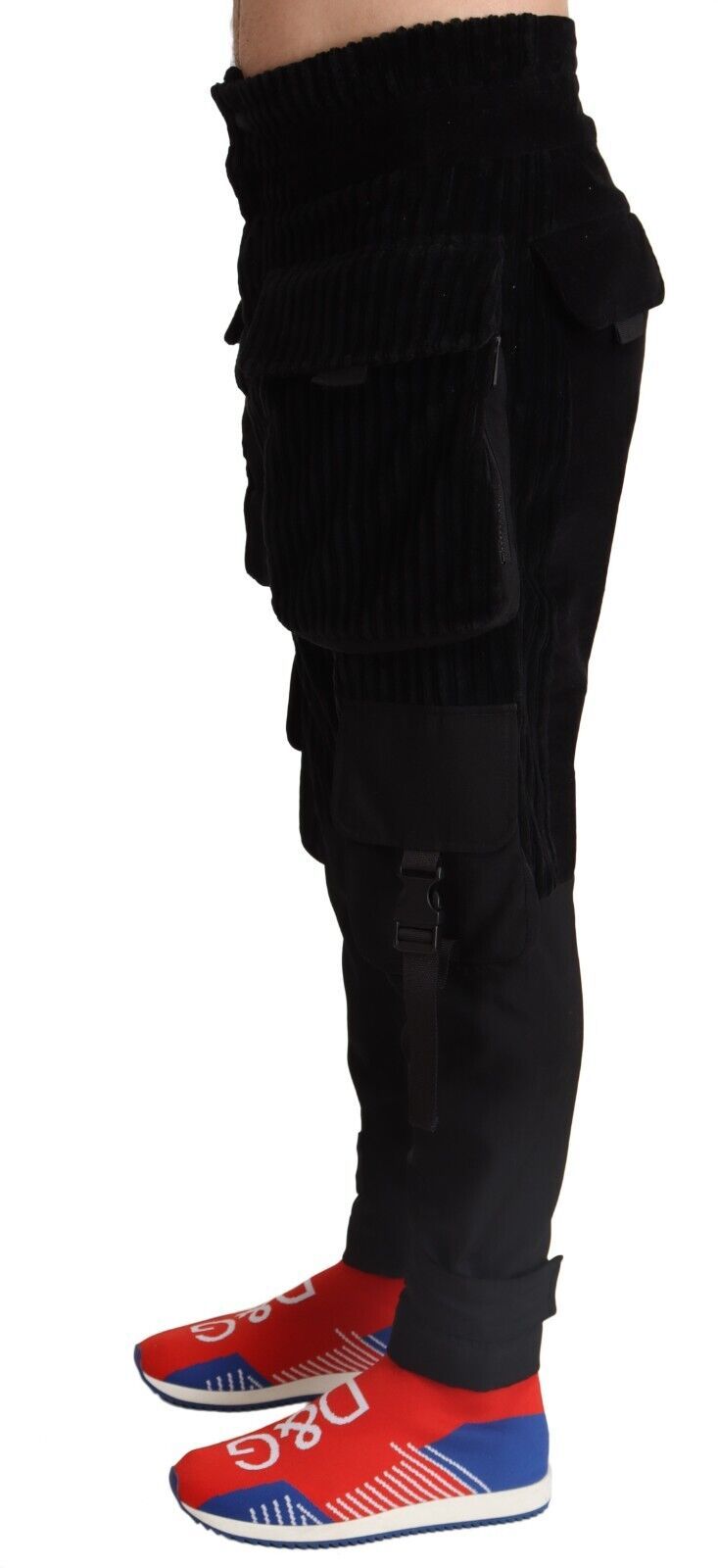 Dolce & Gabbana Svarta Bomulls Skinny Corduroy Cargobyxor