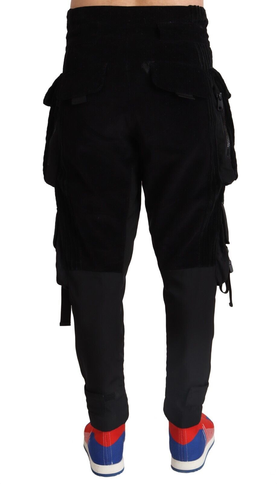 Dolce & Gabbana Svarta Bomulls Skinny Corduroy Cargobyxor