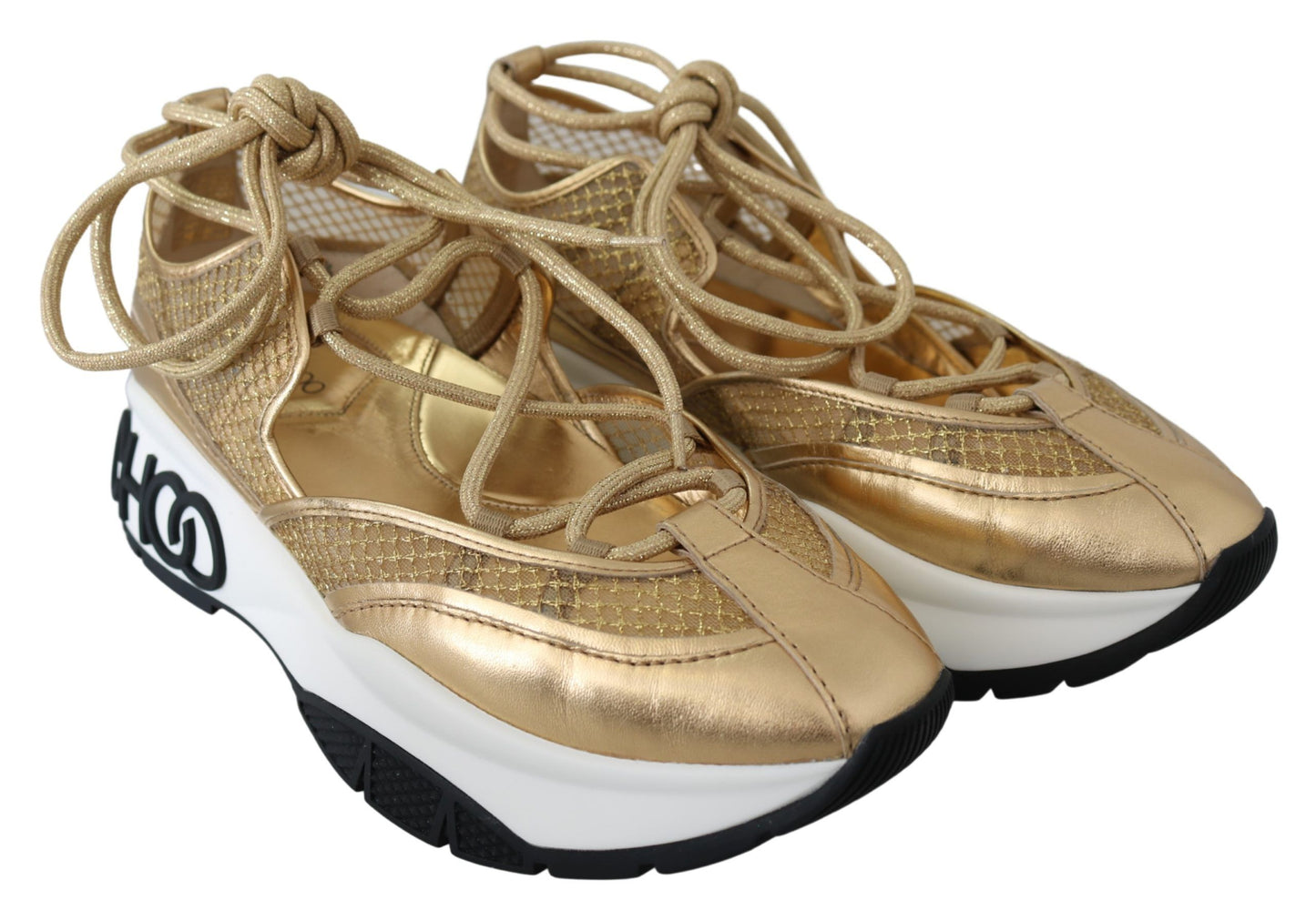 Jimmy Choo Golden Glamour Mesh Lädersneakers