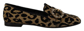 Dolce & Gabbana Gull Leopardprint Krystaller Loafers Sko