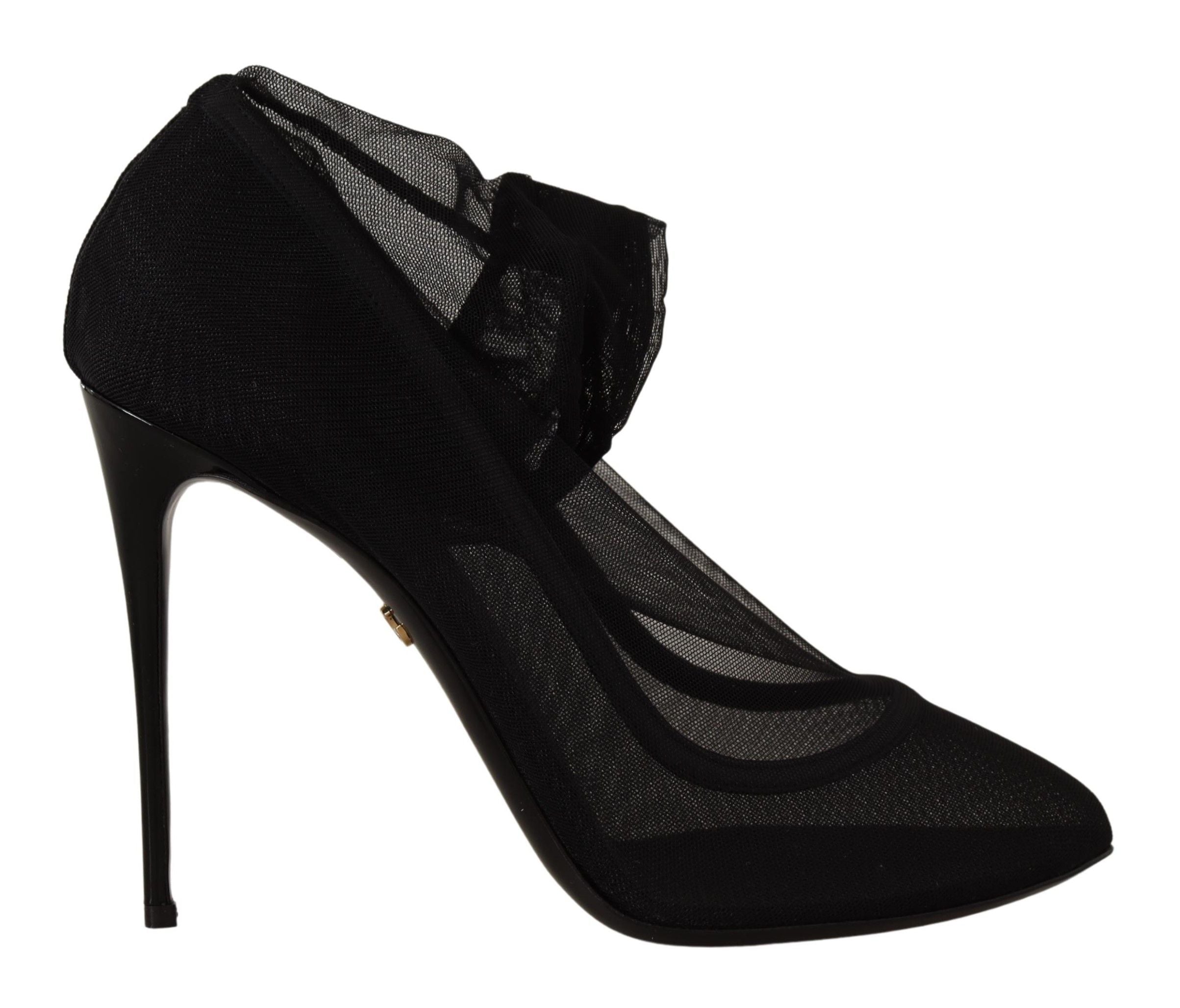 Svarta tyllstövlar med stretch och pumps