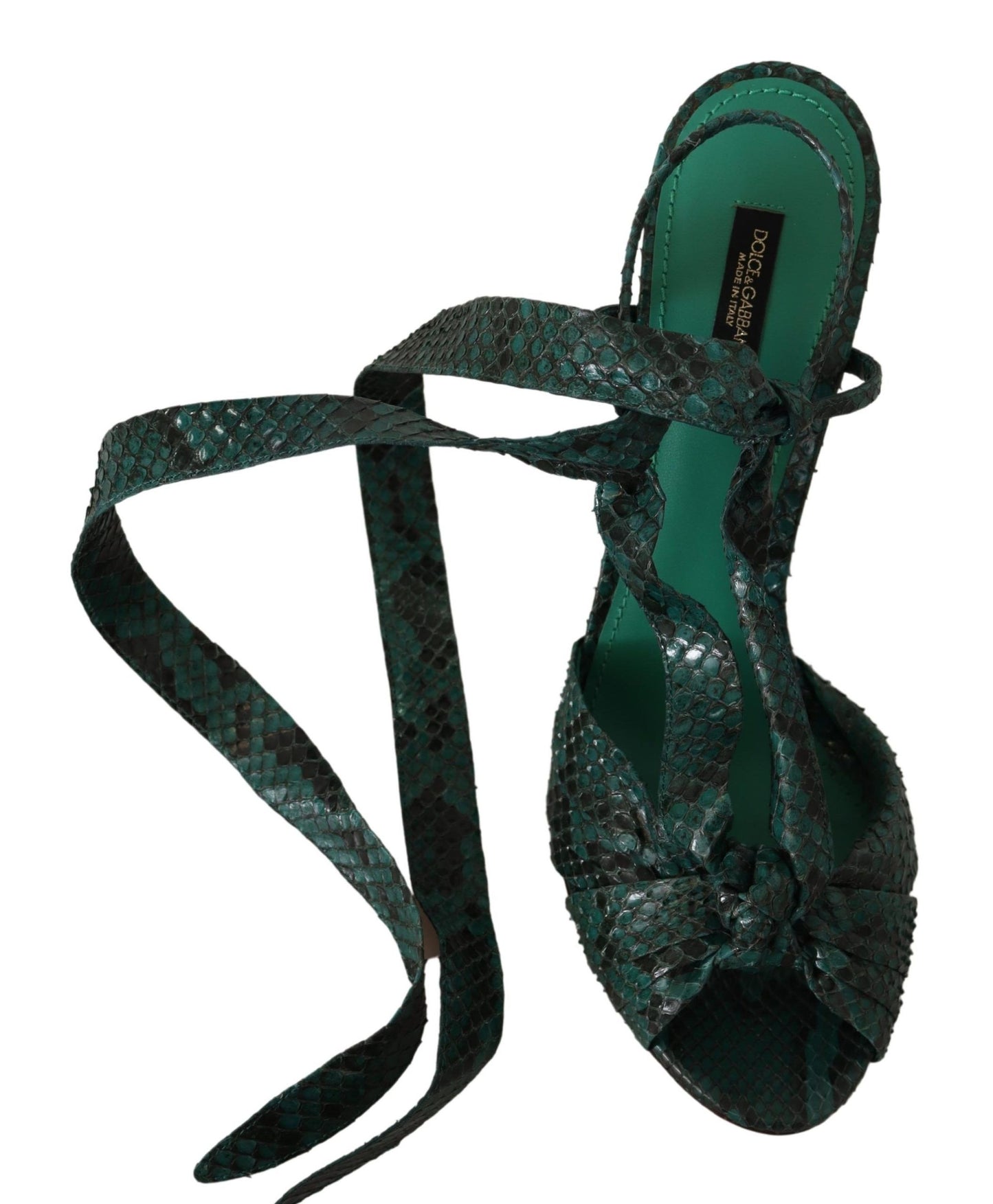 Dolce & Gabbana Gröna Pytonremsandaler Klackskor