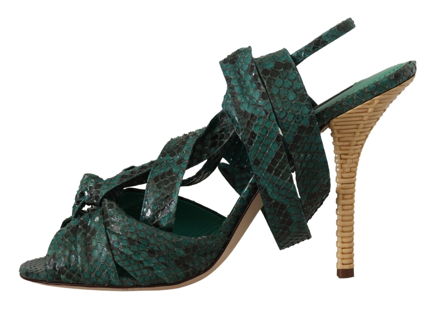 Dolce & Gabbana Gröna Pytonremsandaler Klackskor