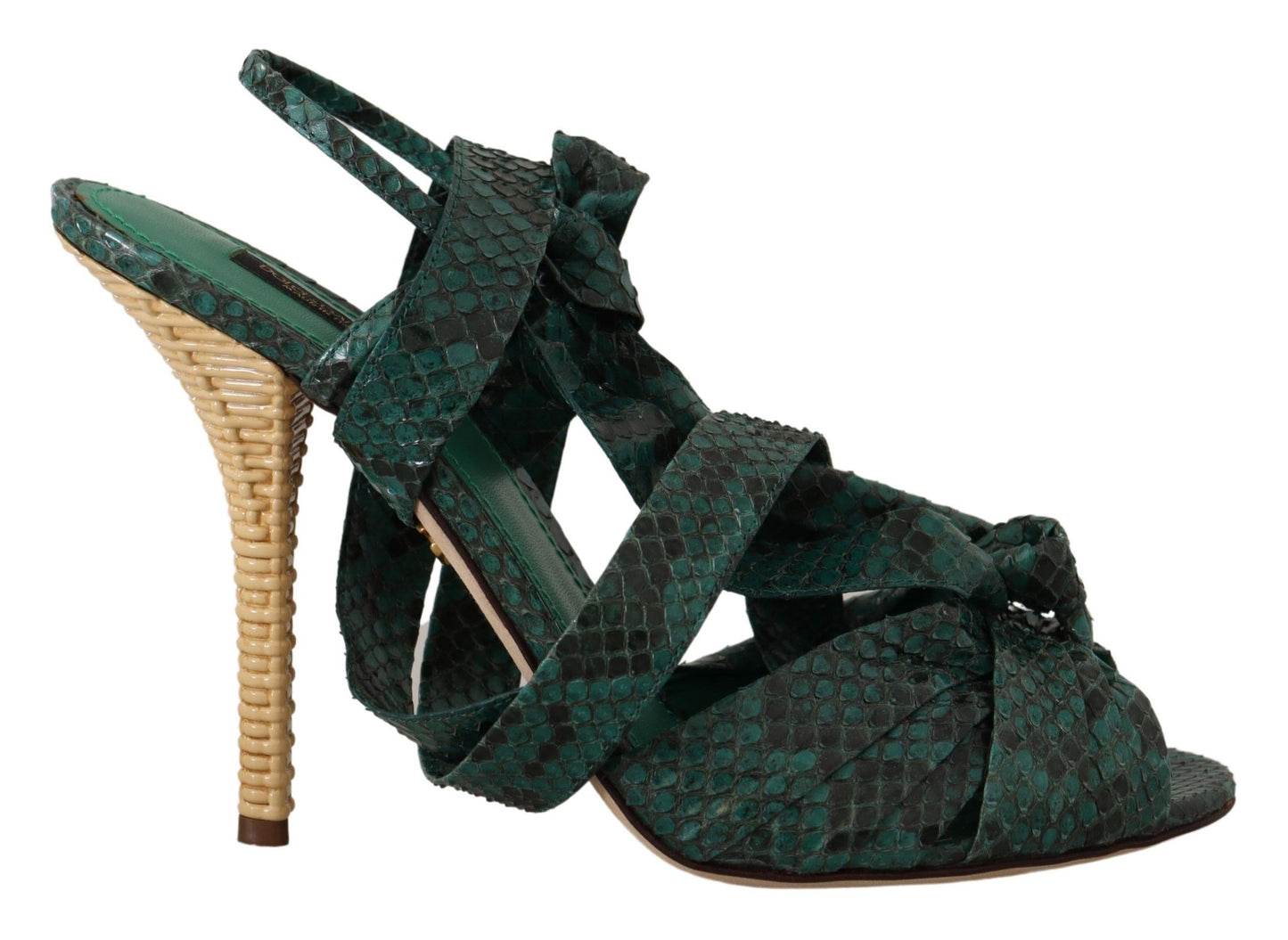 Dolce & Gabbana Gröna Pytonremsandaler Klackskor