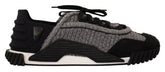 Dolce & Gabbana Black Gray Fabric Lace Up NS1 Sneakers Shoes