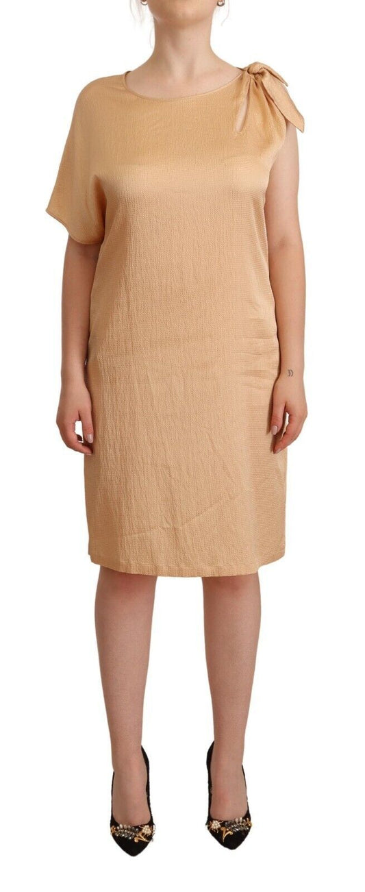 Moschino Beige Knälång Skiftklänning med En Ärm