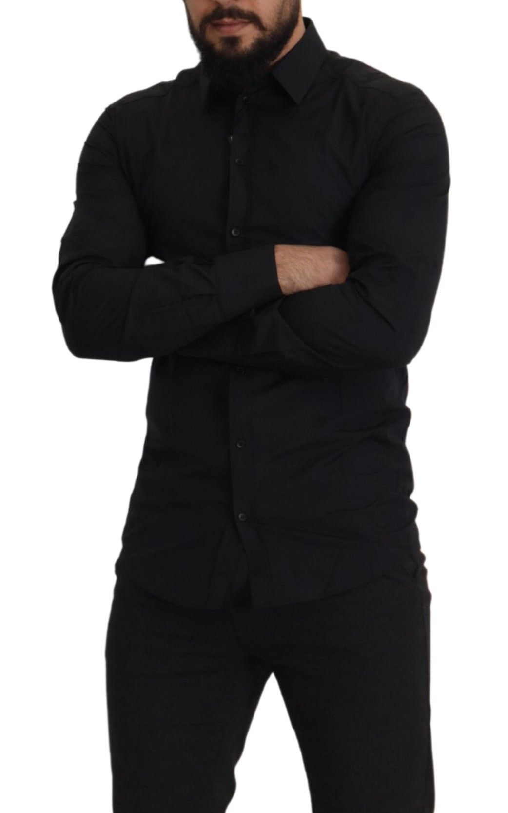 Dolce & Gabbana Svart Bomull GULD Slim Fit Skjorta