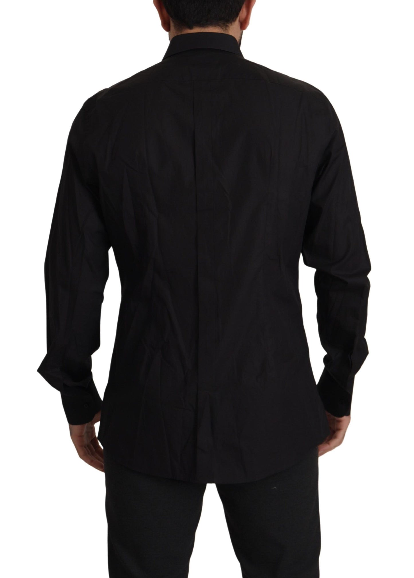 Dolce & Gabbana Svart Guld Slim Fit Smokingskjorta