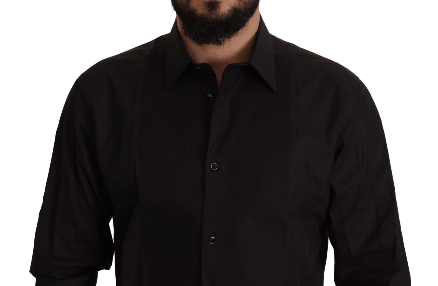 Dolce & Gabbana Svart Guld Slim Fit Smokingskjorta