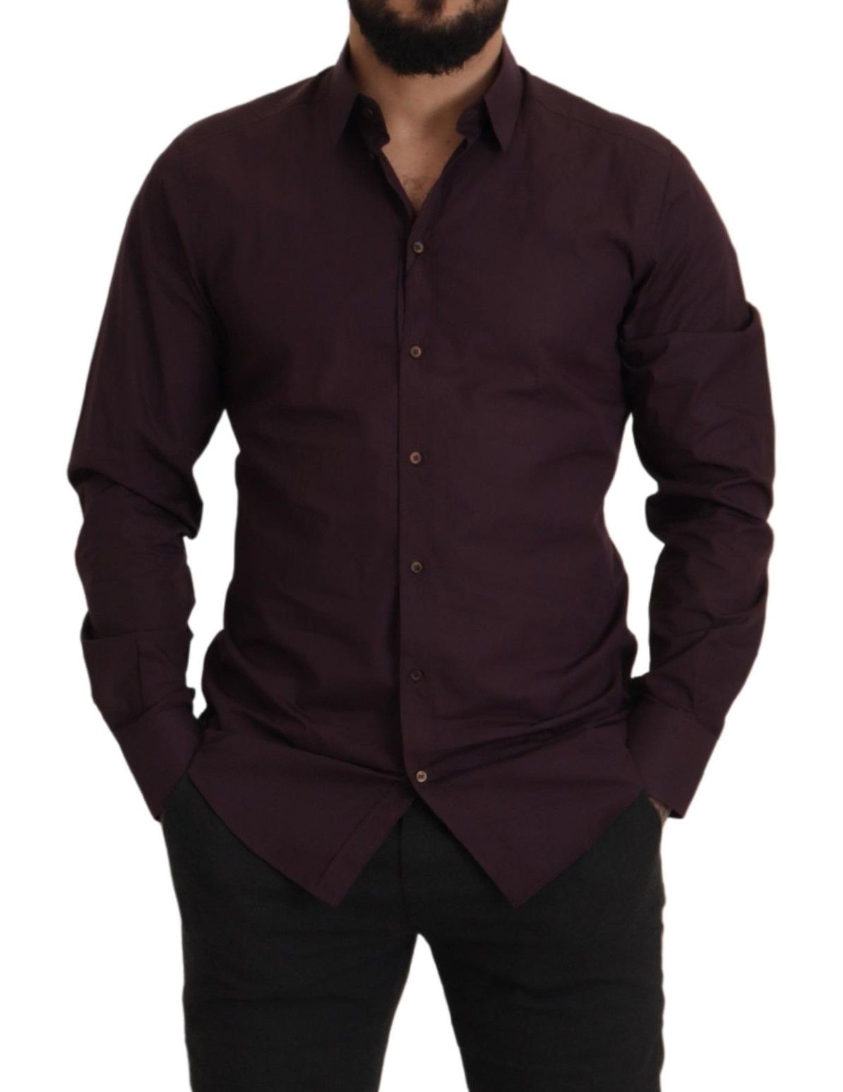 Dolce & Gabbana Lila Bomull GULD Slim Fit Skjorta