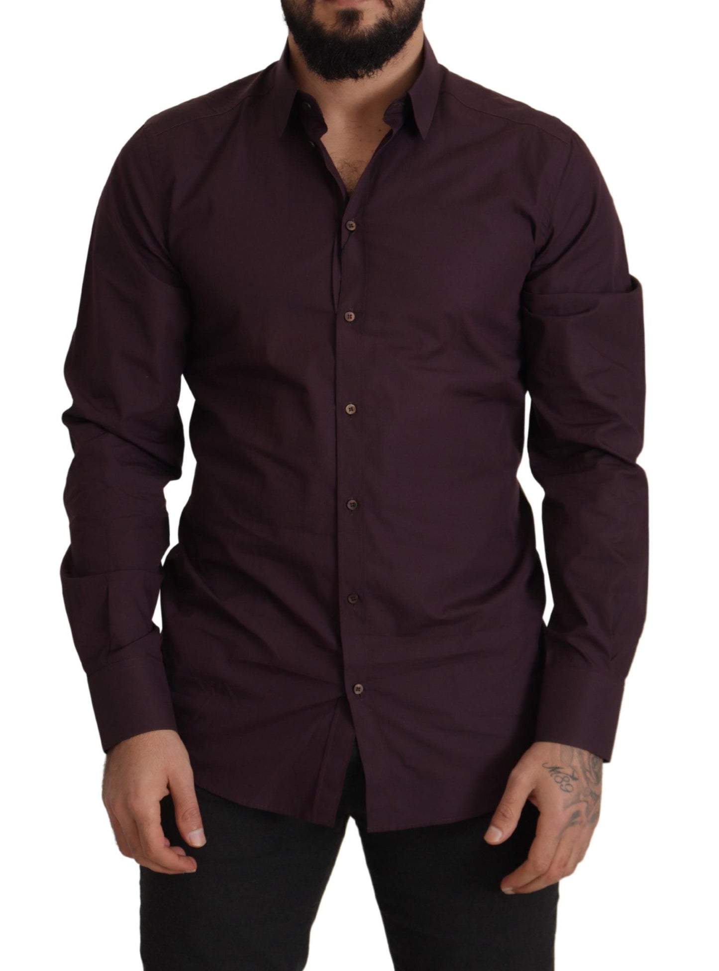 Dolce & Gabbana Lila Bomull GULD Slim Fit Skjorta