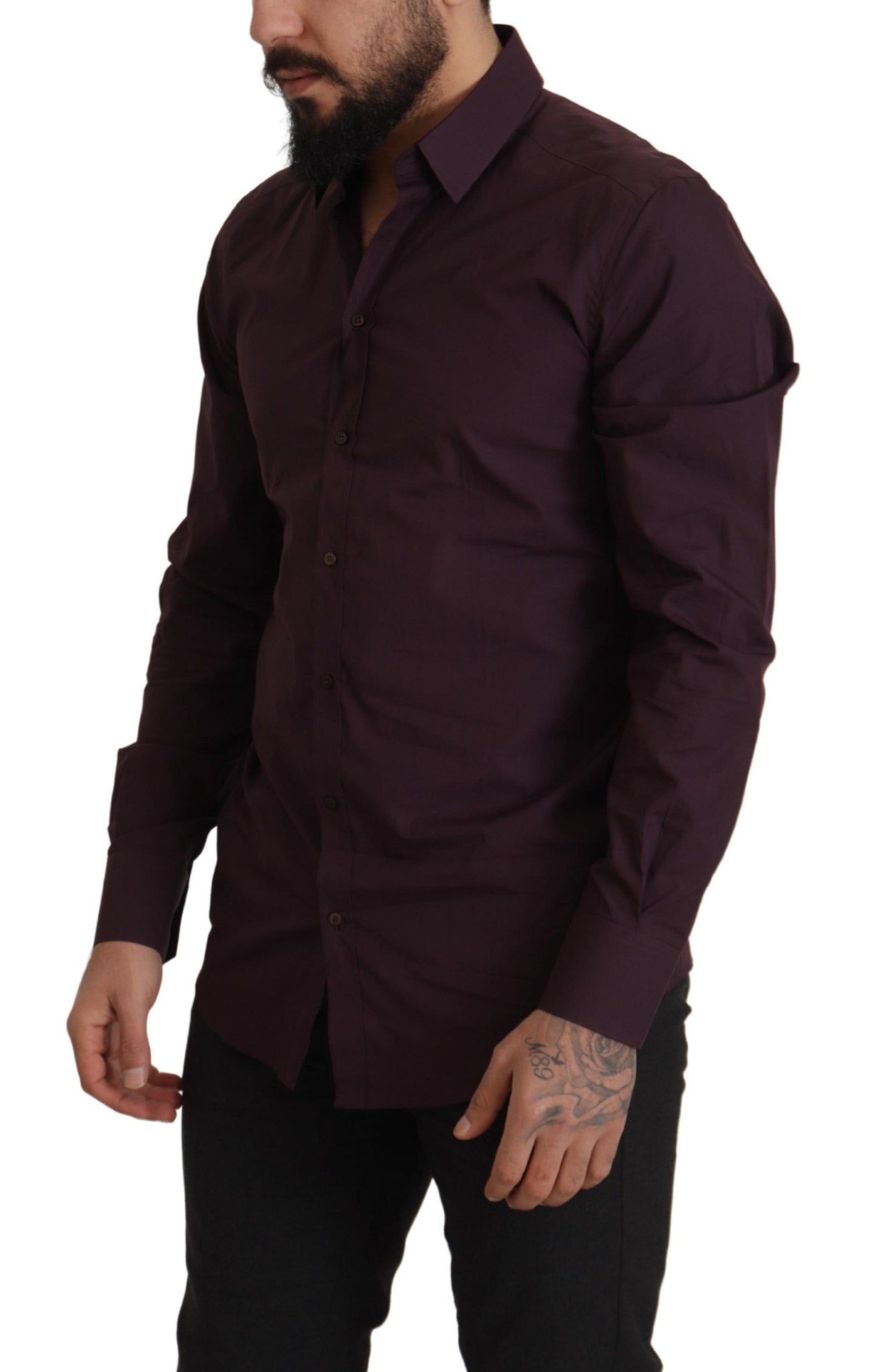 Dolce & Gabbana Lila Bomull GULD Slim Fit Skjorta