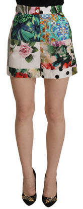 Dolce & Gabbana Flerfargede Hotpants-shorts med høy midje