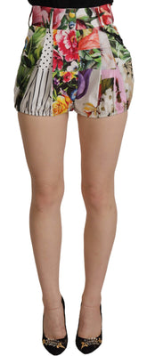 Dolce & Gabbana Flerfargede Hotpants-shorts med høy midje