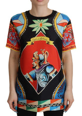 Dolce & Gabbana Multicolor Soldier Carretto Silk Top T-skjorte