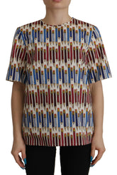 Dolce & Gabbana hvit blyanttrykket bomulls-T-skjortebluse