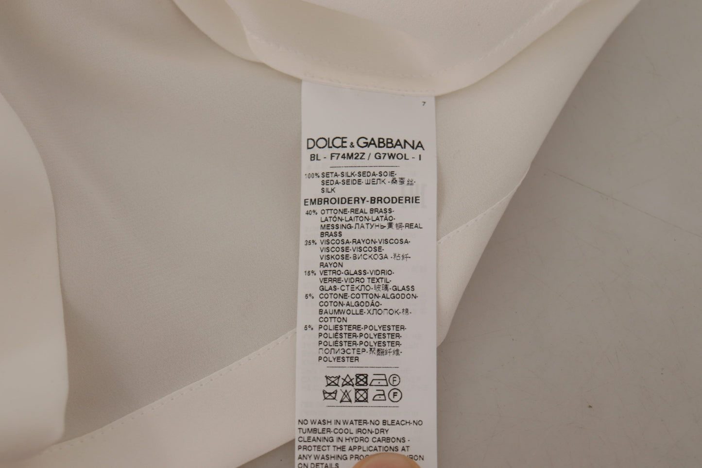 Dolce & Gabbana Vit Siden Guld DG Krona Kristall Blus Topp