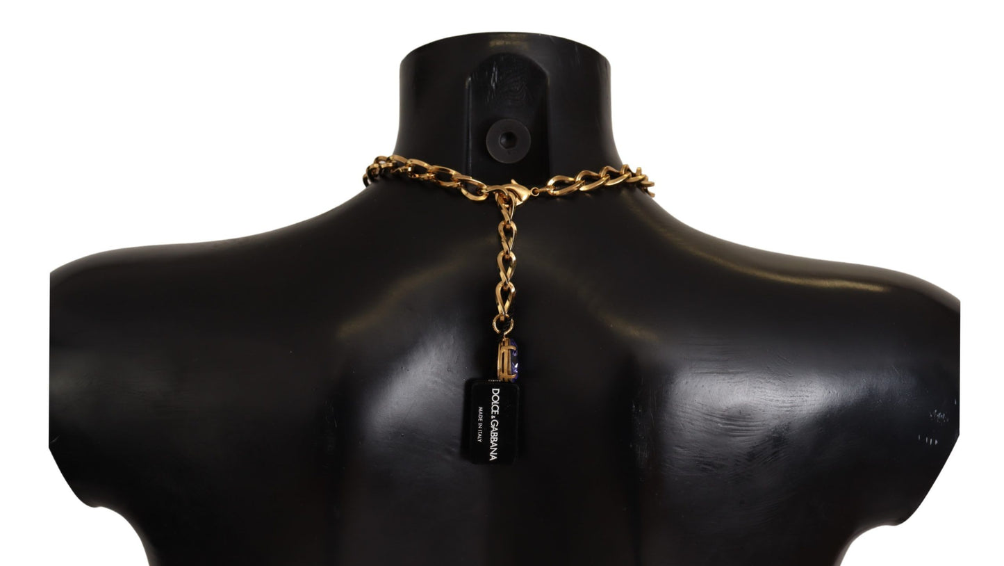 Dolce & Gabbana Halsband med guldfärgade kristaller och rosa pärlhängen