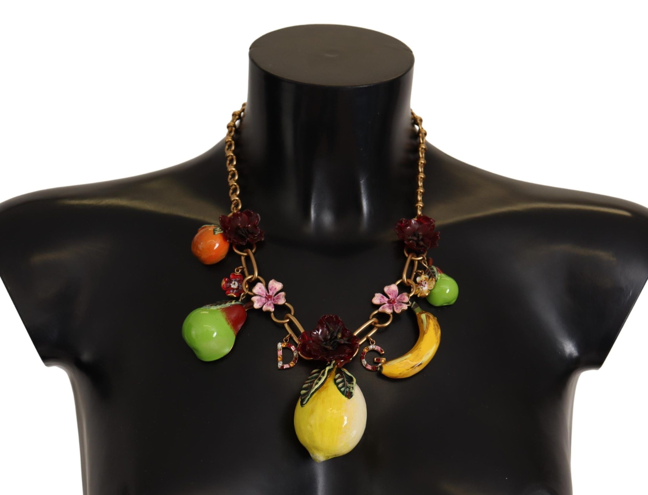Halsband med sicilianska frukter och rosor i guld och mässing