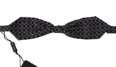 Dolce & Gabbana Black White Round 100% Silk Neck Papillon Tie