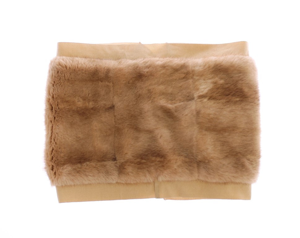 Beige MINK-pälshalsduk med halsringning