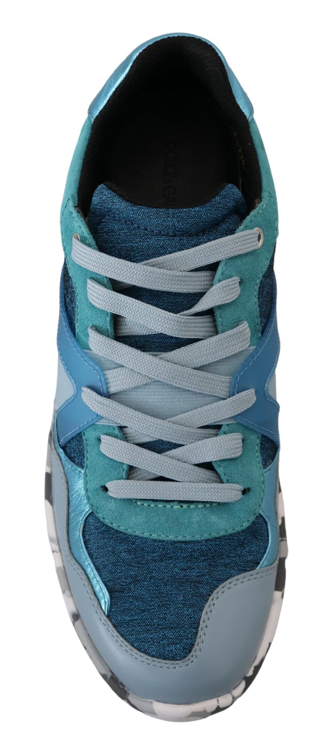 Dolce & Gabbana Blågrå Läder Sport Låga Sneakers