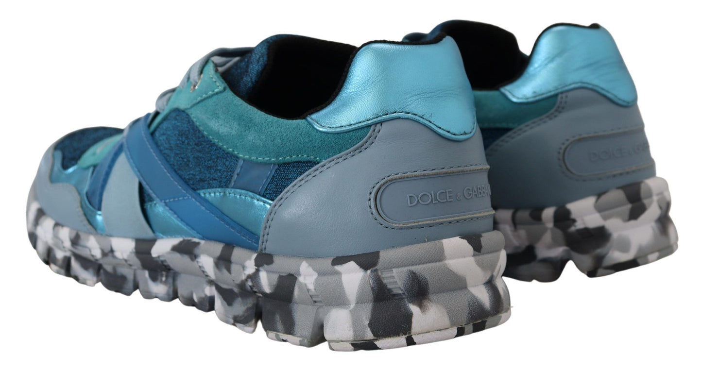 Dolce & Gabbana Blågrå Läder Sport Låga Sneakers