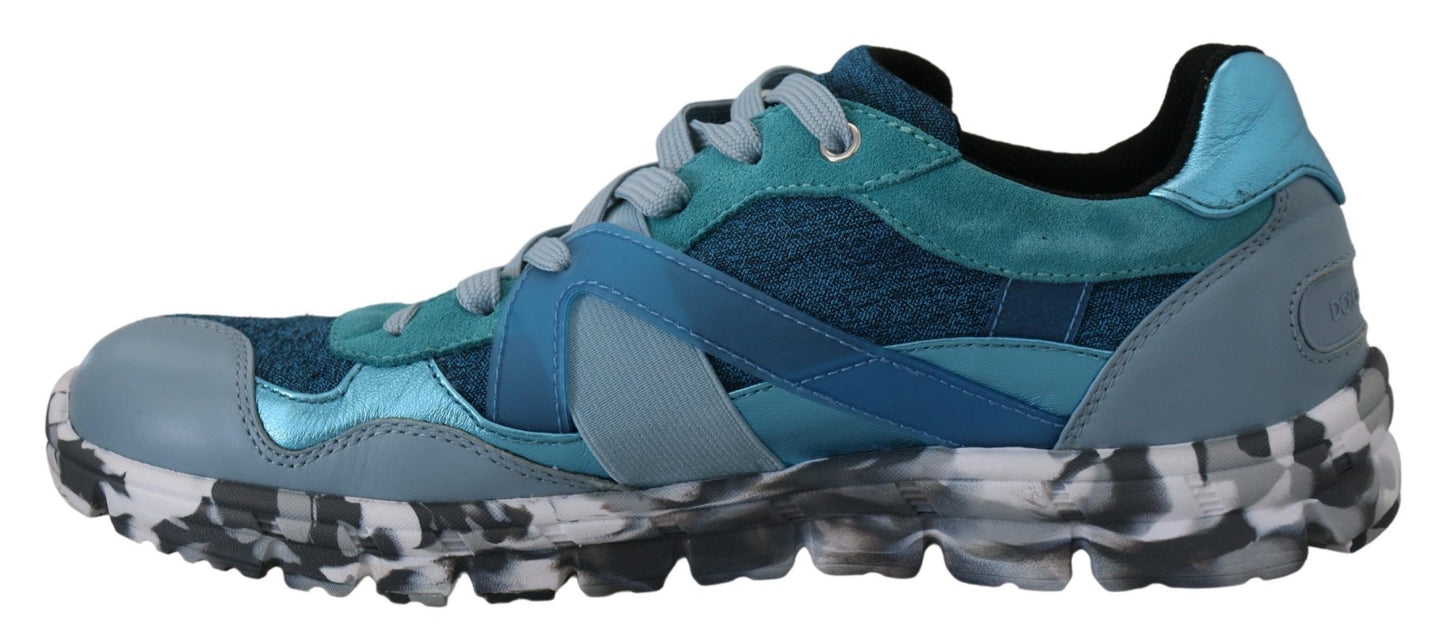 Dolce & Gabbana Blågrå Läder Sport Låga Sneakers