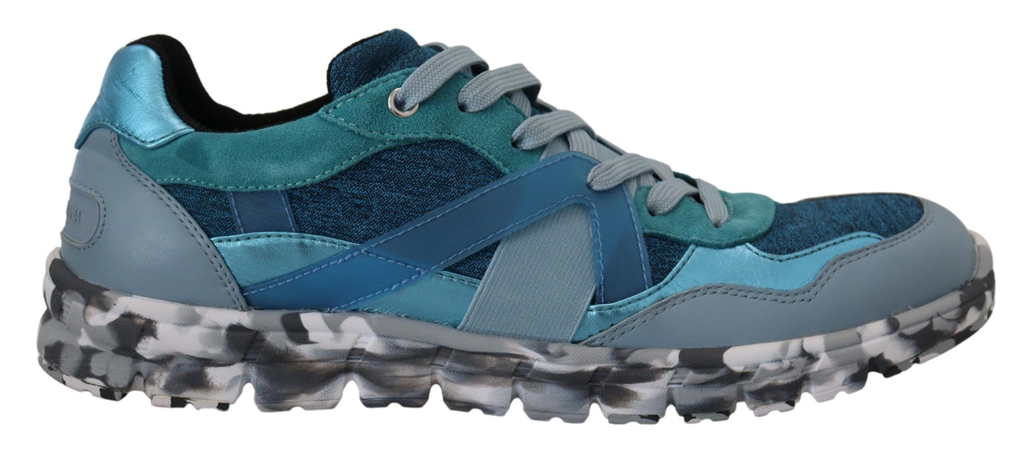 Dolce & Gabbana Blågrå Läder Sport Låga Sneakers
