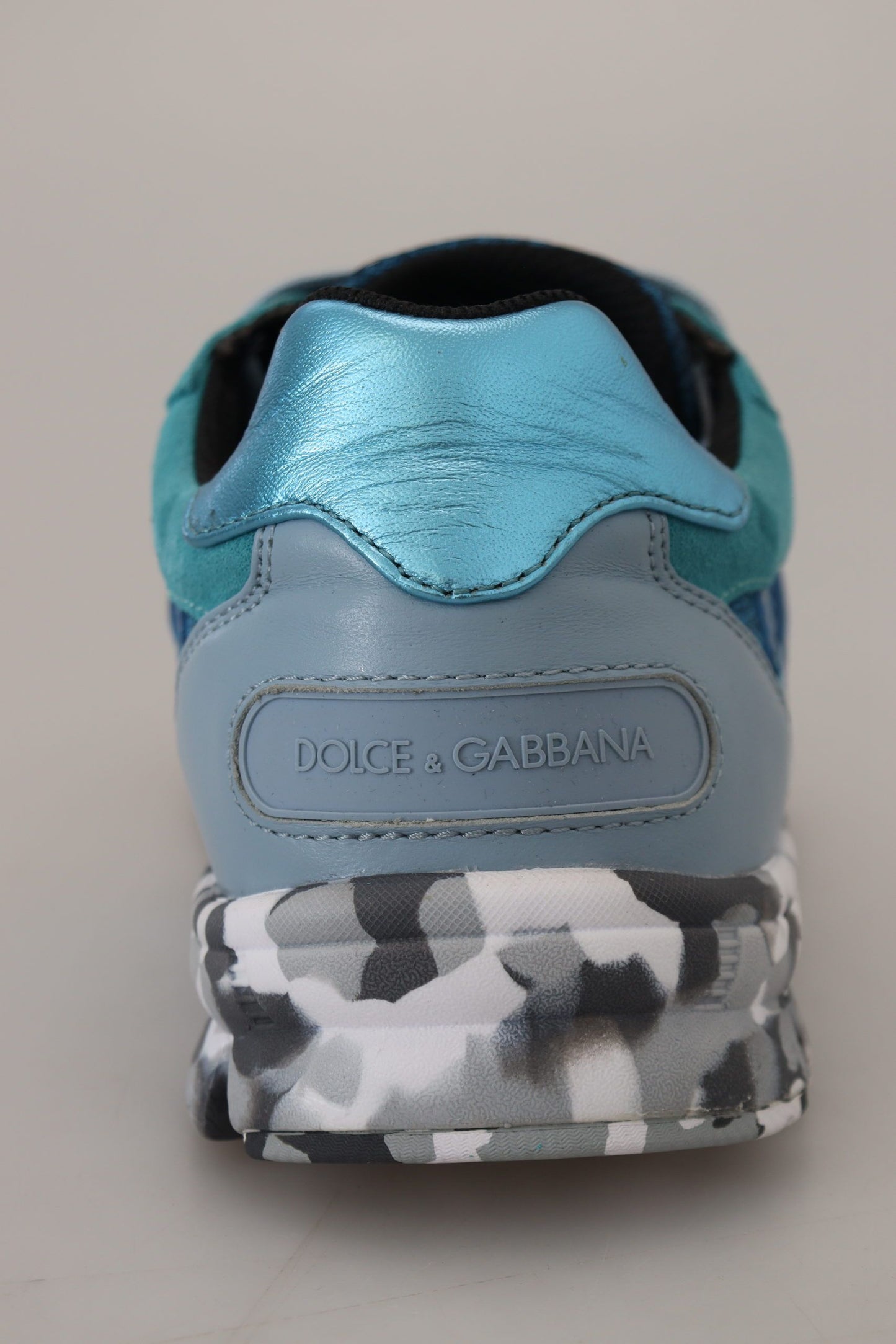 Dolce & Gabbana Blågrå Läder Sport Låga Sneakers