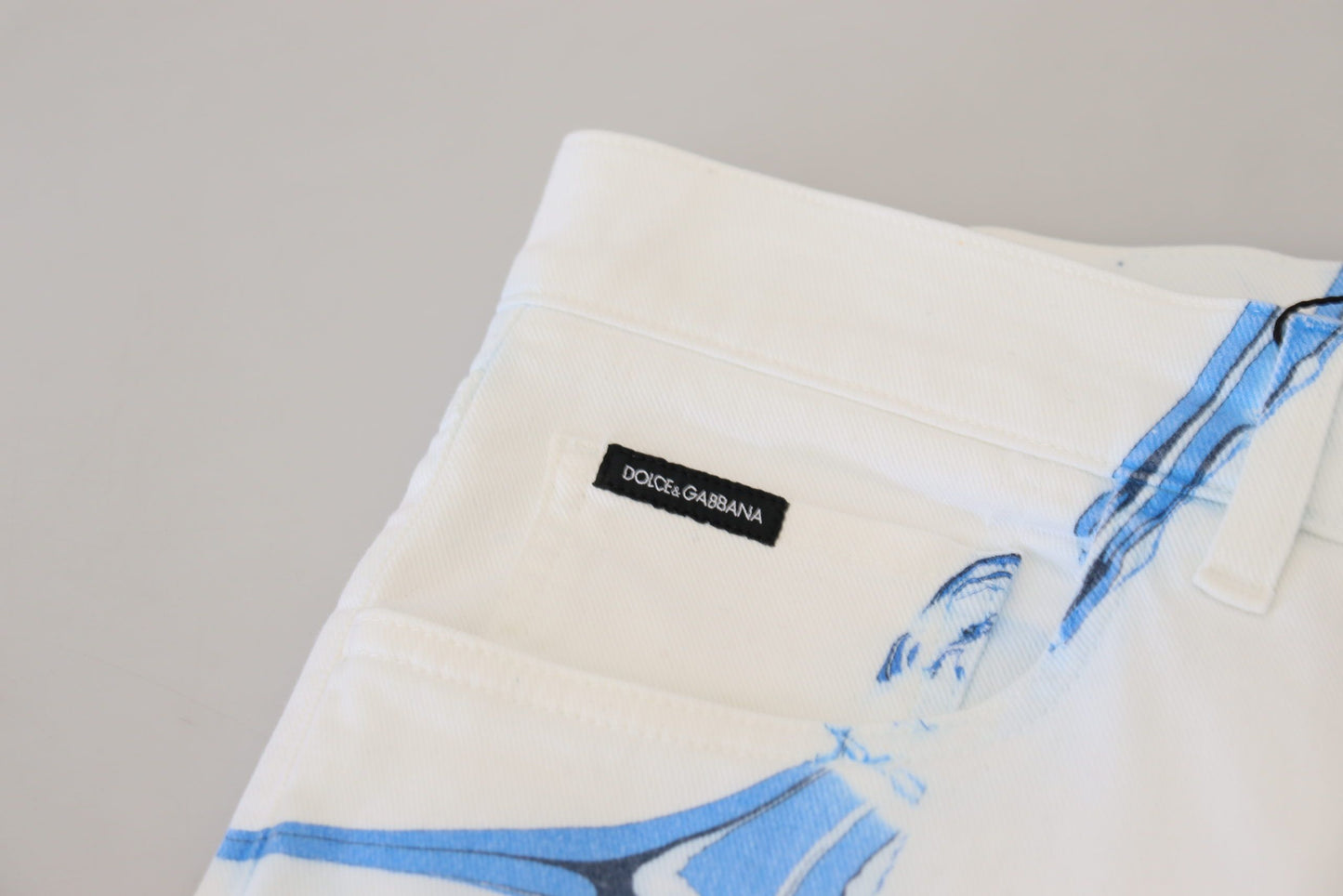 Dolce & Gabbana Vita Blå Denim Bomullsjeans Stretchiga Skinny Fit Byxor