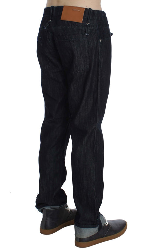 Blå bomullsjeans med rak passform